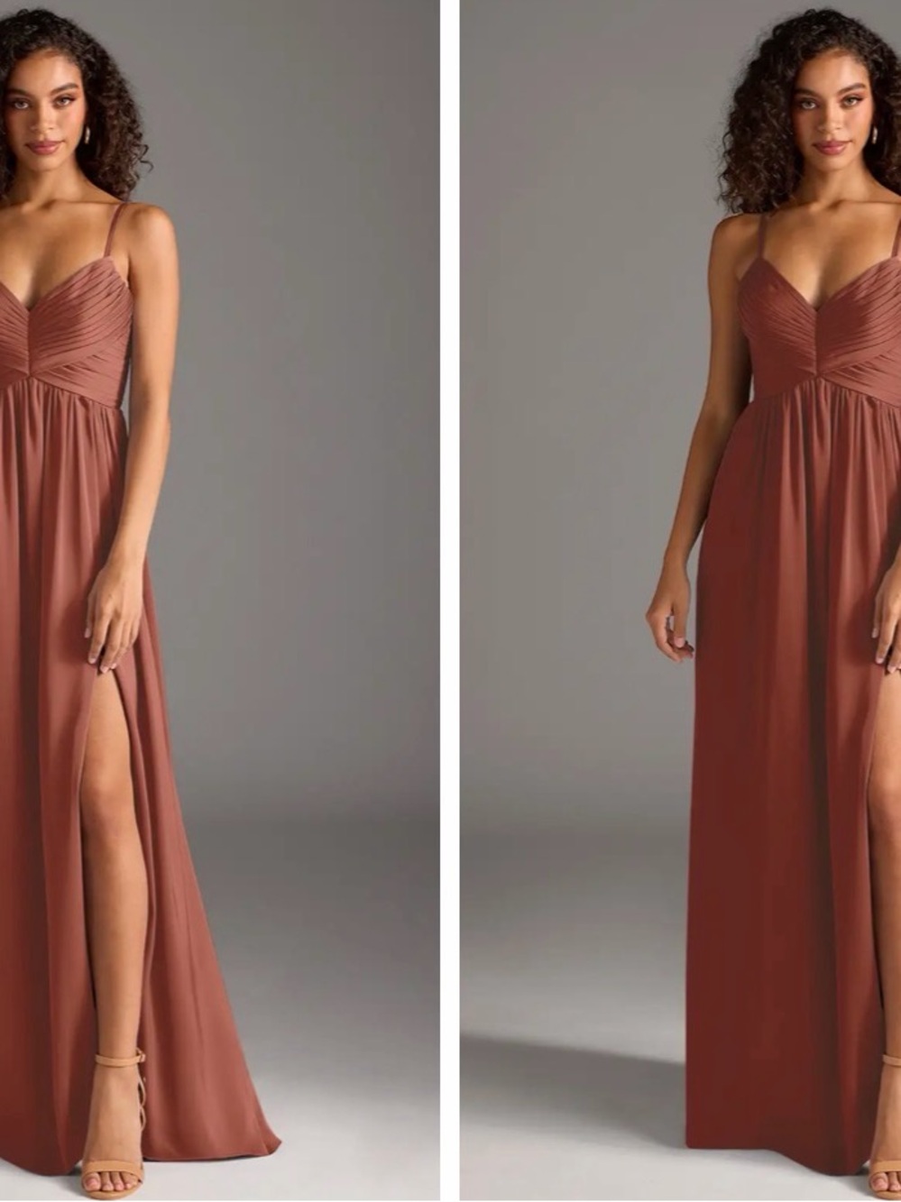 Azazie Alia Auburn Spaghetti-Strap Maxi Dress Altered